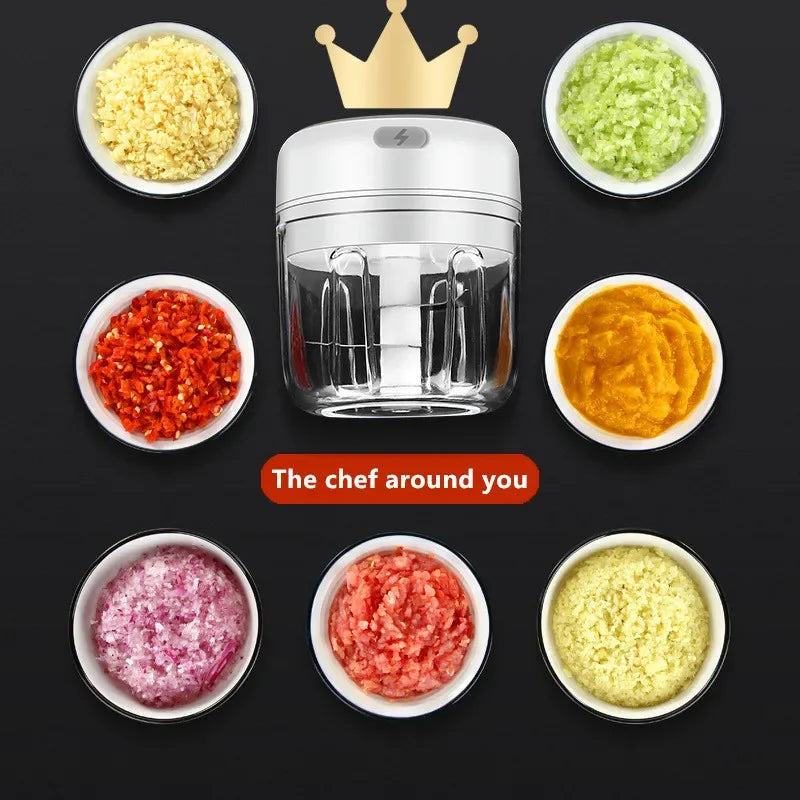 100/250ml Mini USB wireless electric garlic masher press mincer vegetable chili meat grinder food chopper kitchen appliances