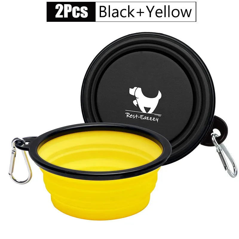 2-Pack zusammenklappbare Hundenäpfe für Reisen Haustier tragbare Wassernapf für Reisen Camping mit 2 Karabinerhaken