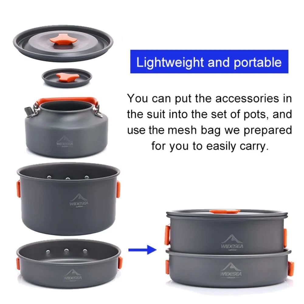 Widesea Camping Tableware Outdoor Cookware Set Pots Bowler Kitchen Equipment Gear Utensils