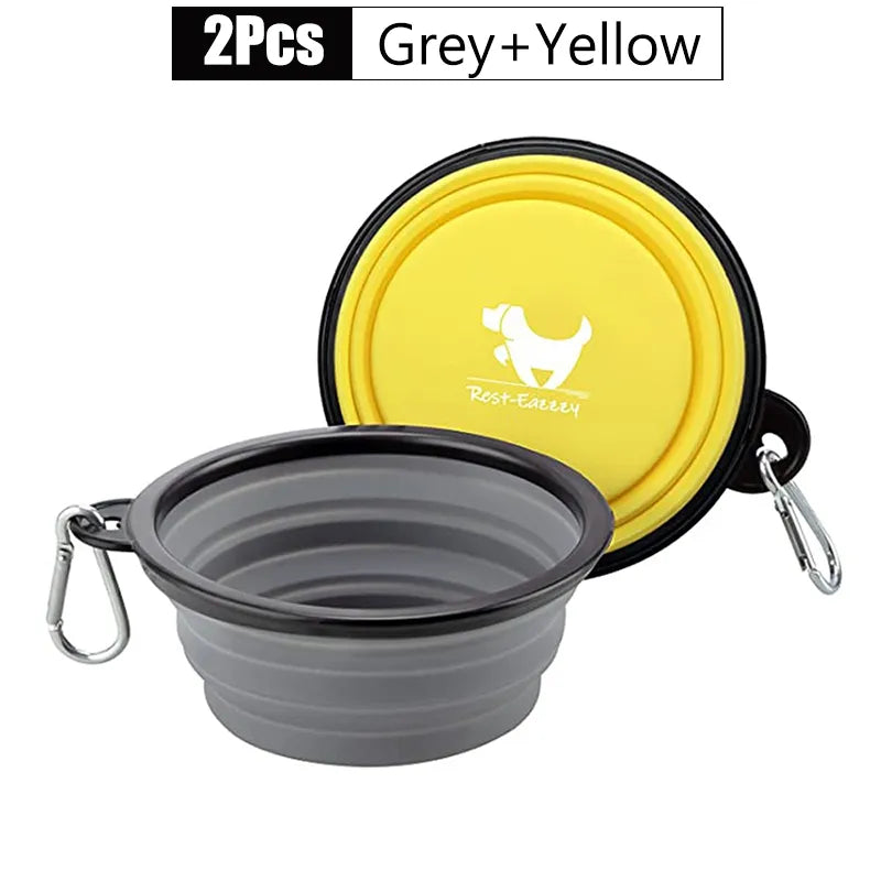 2-Pack zusammenklappbare Hundenäpfe für Reisen Haustier tragbare Wassernapf für Reisen Camping mit 2 Karabinerhaken