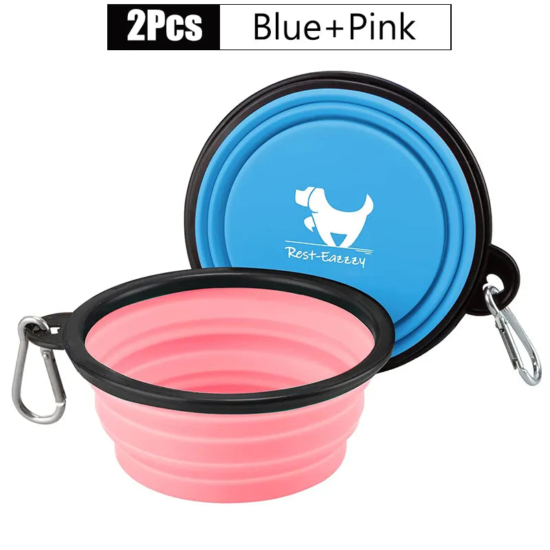 2-Pack zusammenklappbare Hundenäpfe für Reisen Haustier tragbare Wassernapf für Reisen Camping mit 2 Karabinerhaken