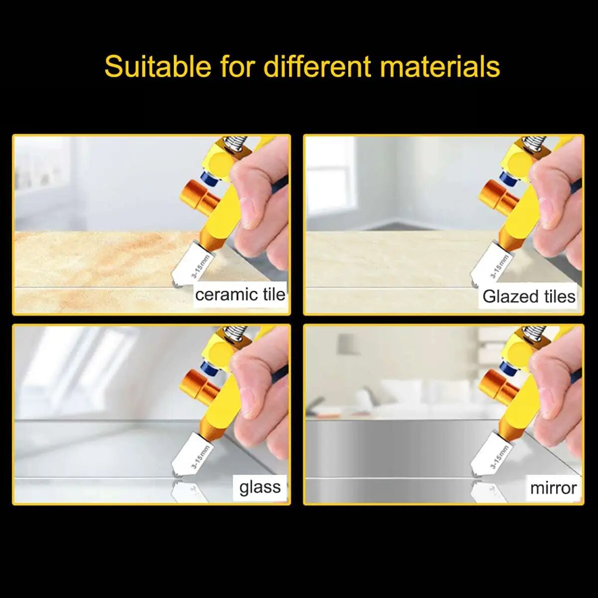 8PCS Professional Easy Glide Glass Tile Cutter 2 in 1 Ceramic Tile Glass Cutting Tool Portable Construction
