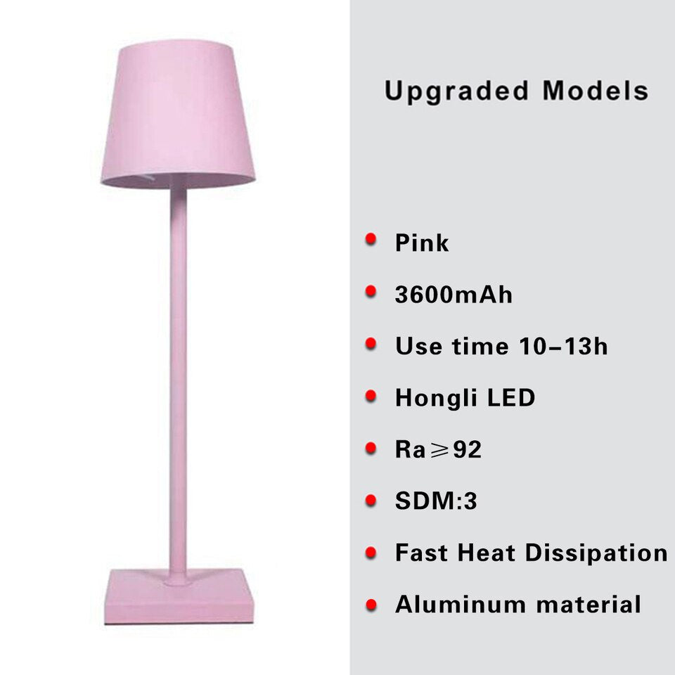 Dimmable table lamp, wireless, 3-way, aluminum, battery