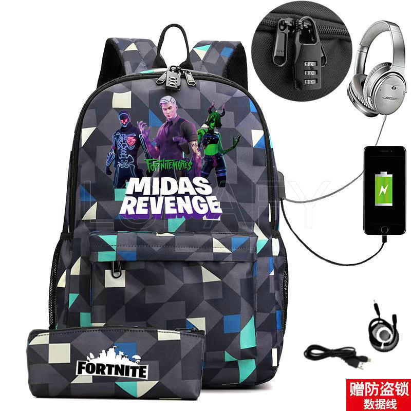 17-inch USB Charging FORTNITE Backpack for Kids and Teens