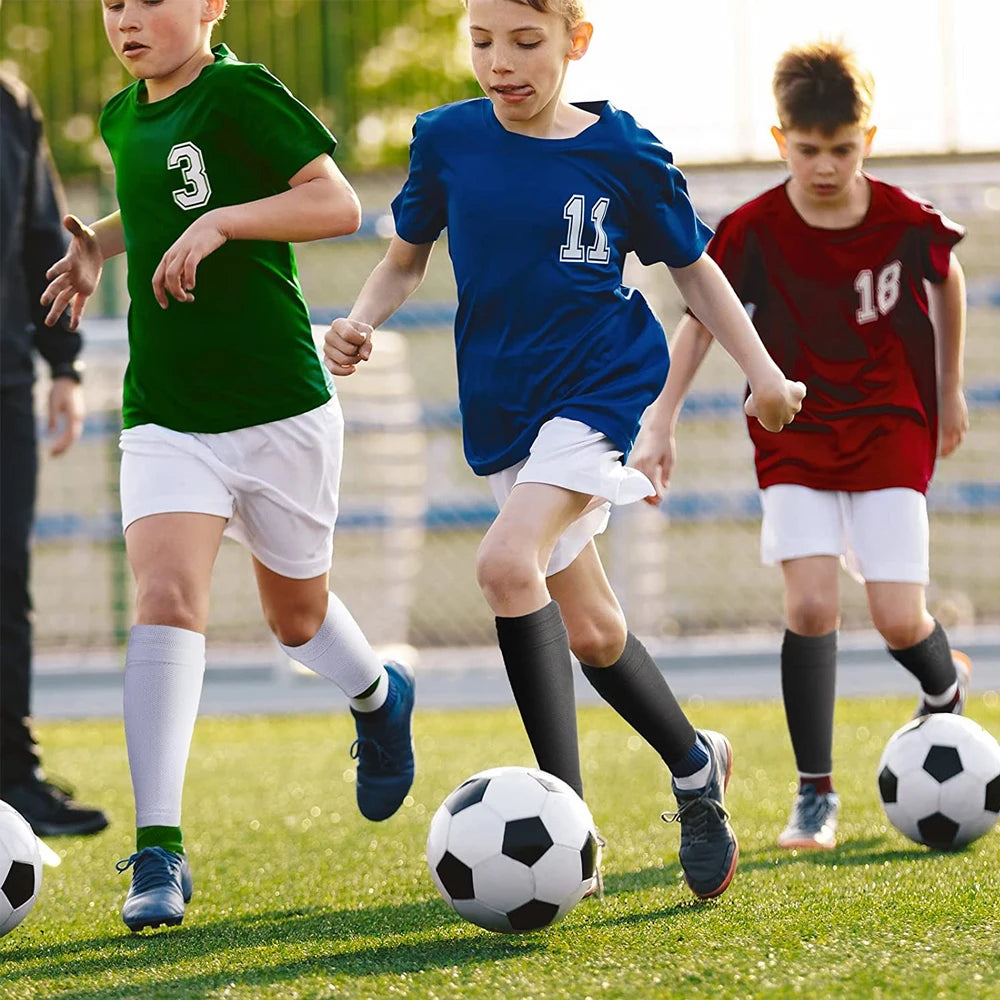 1 Pair Kids Football Shin Guards Socks, Leg Performance Support
