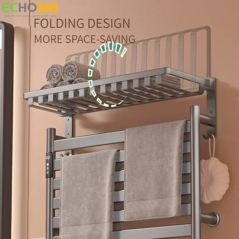 Intelligent Electric Towel Rail Carbon Fiber Heated Towel Warmer Drying Rack