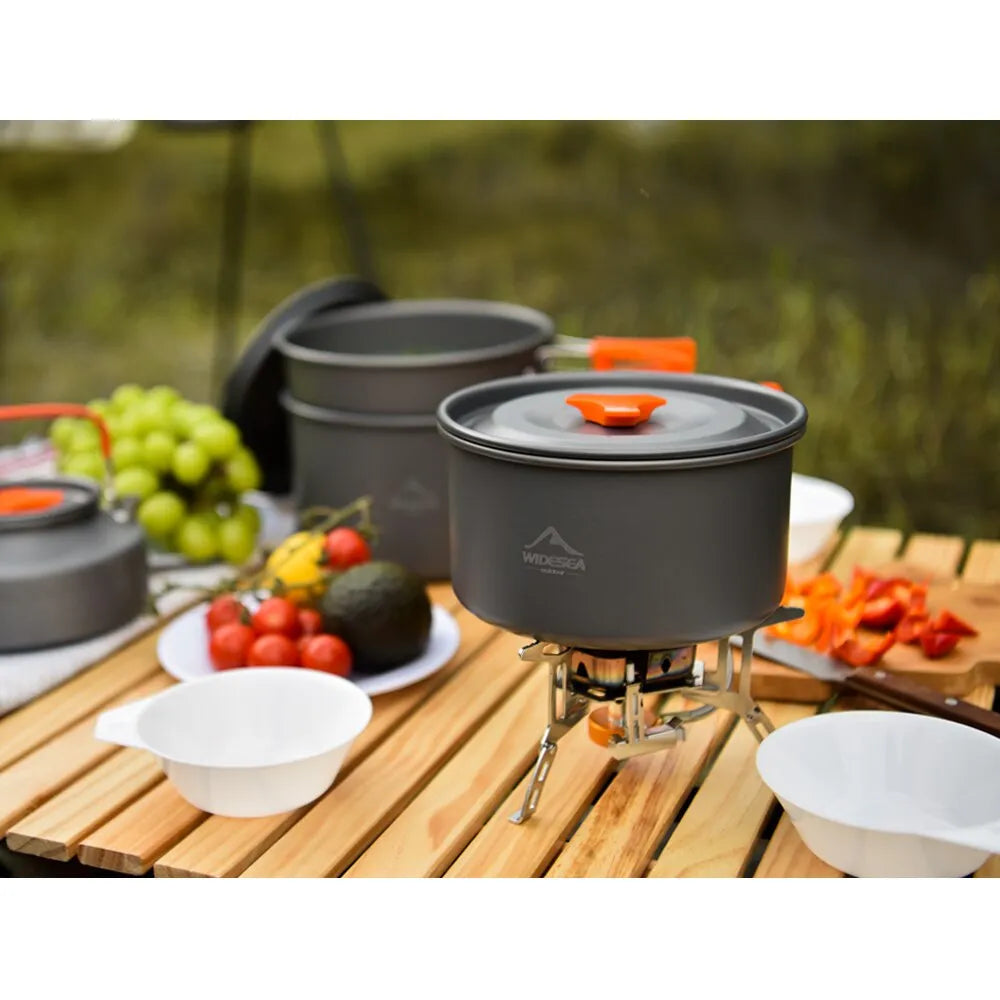 Widesea Camping Tableware Outdoor Cookware Set Pots Bowler Kitchen Equipment Gear Utensils