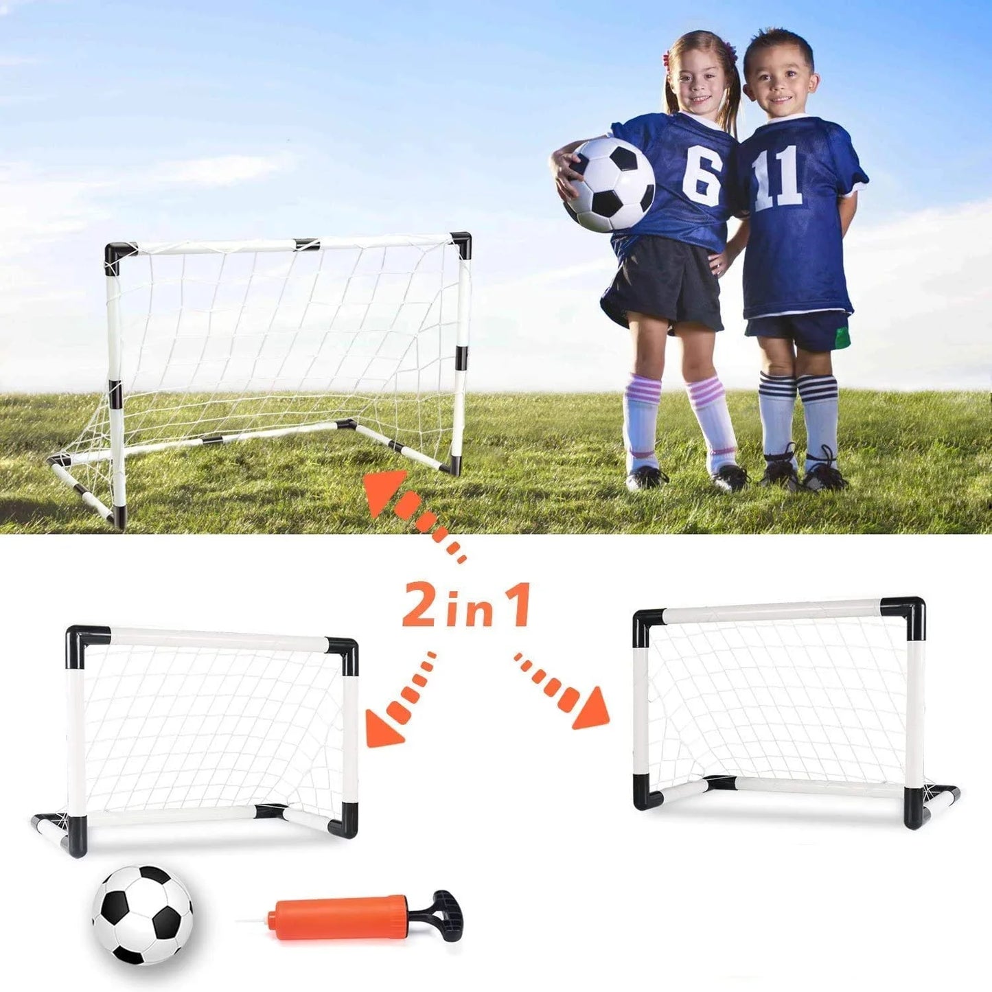 Boys Soccer Game Premium Portable Goal Set with Ball Air Pump