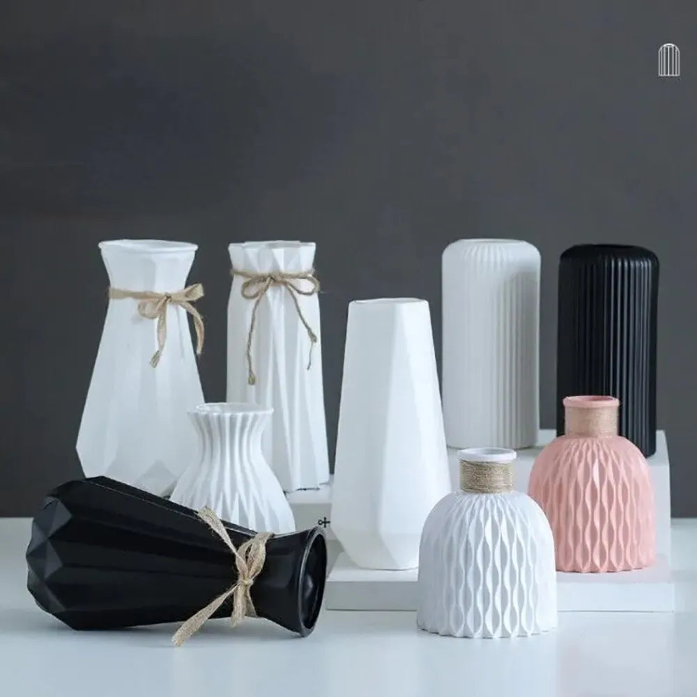 1 Piece Nordic Modern Plastic Flower Vase Flowerpot Basket Home Living Room