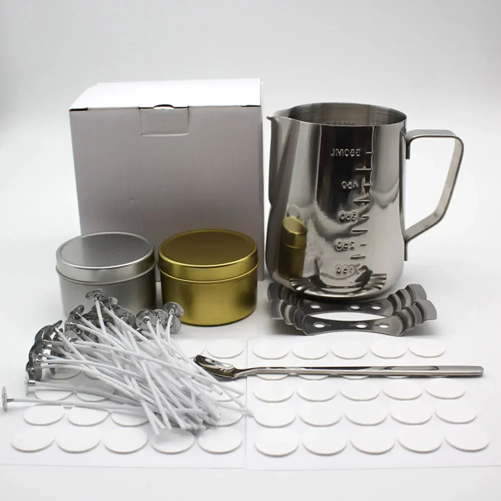 1 Set Candle Making Kit Pouring Pot Wicks Sticker DIY Handmade