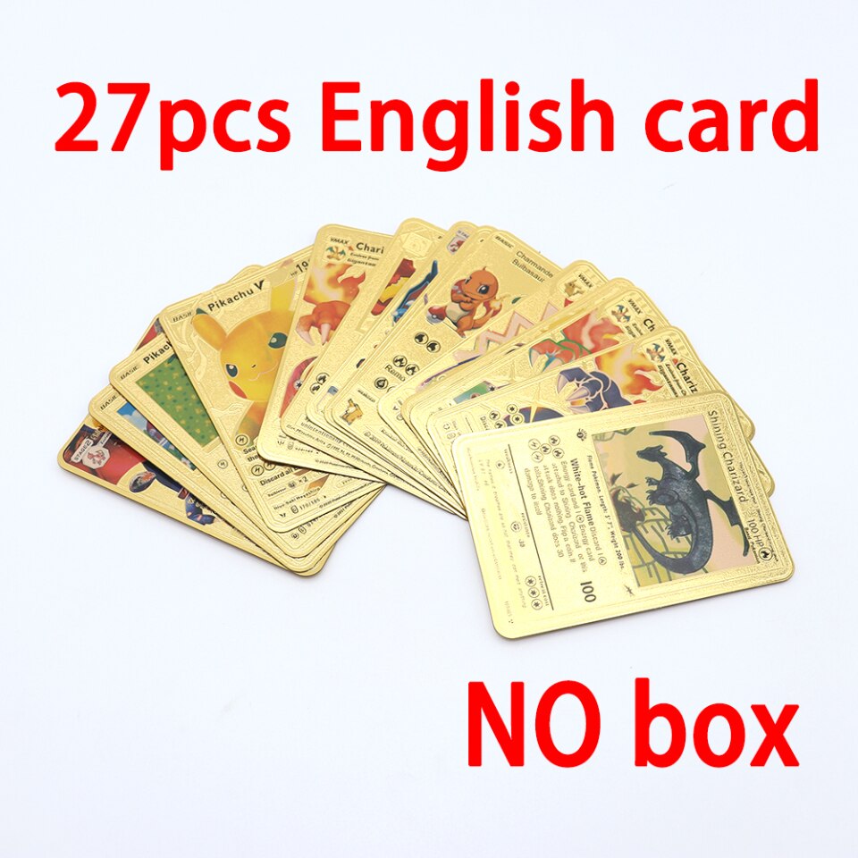54 Stk. Spanisch Pokemon Metall Gold Karte Box Vmax Gx Sammlung Spiel Karte Fall Spielzeug