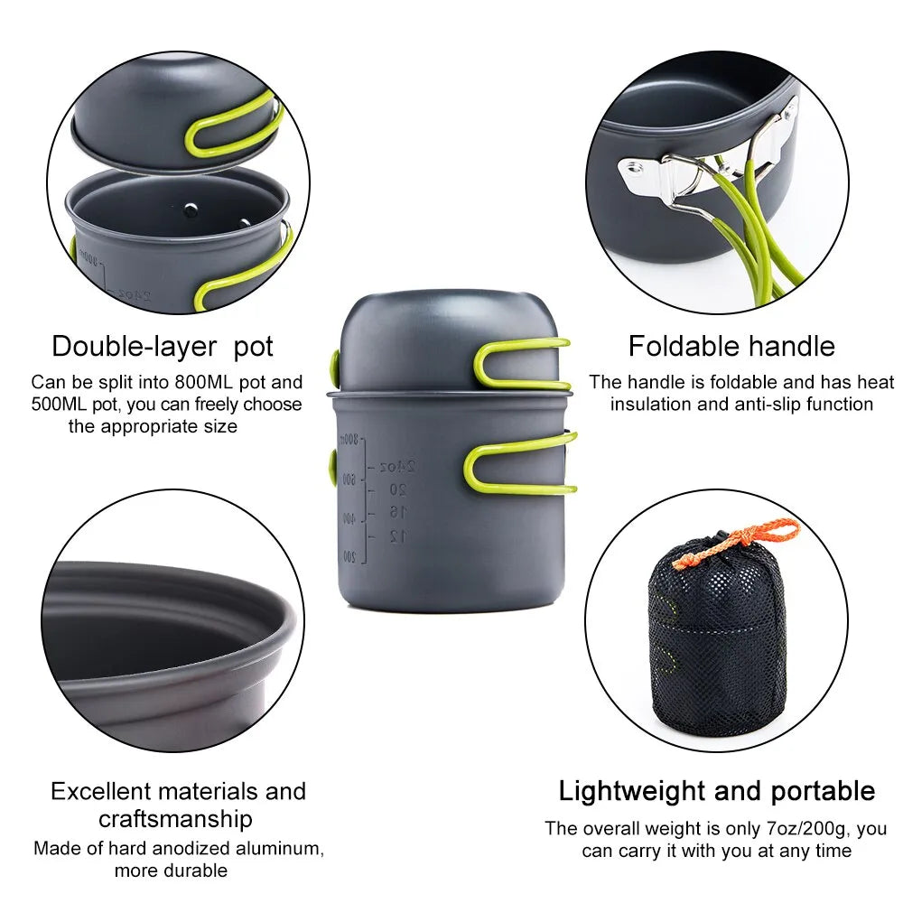 Widesea Ultralight Camping Cooking Utensils Outdoor Tableware Pot Set