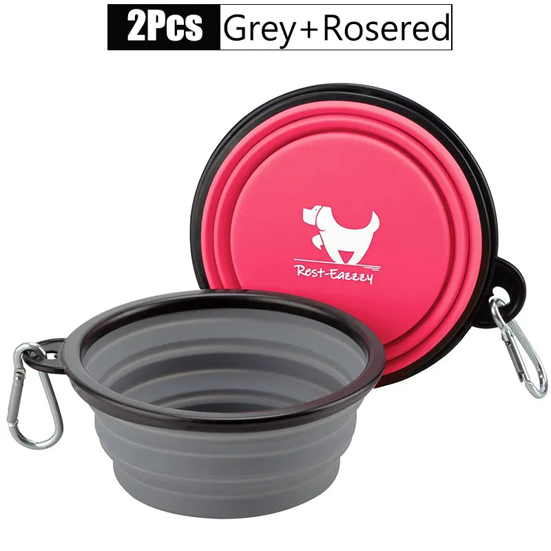 2-Pack zusammenklappbare Hundenäpfe für Reisen Haustier tragbare Wassernapf für Reisen Camping mit 2 Karabinerhaken