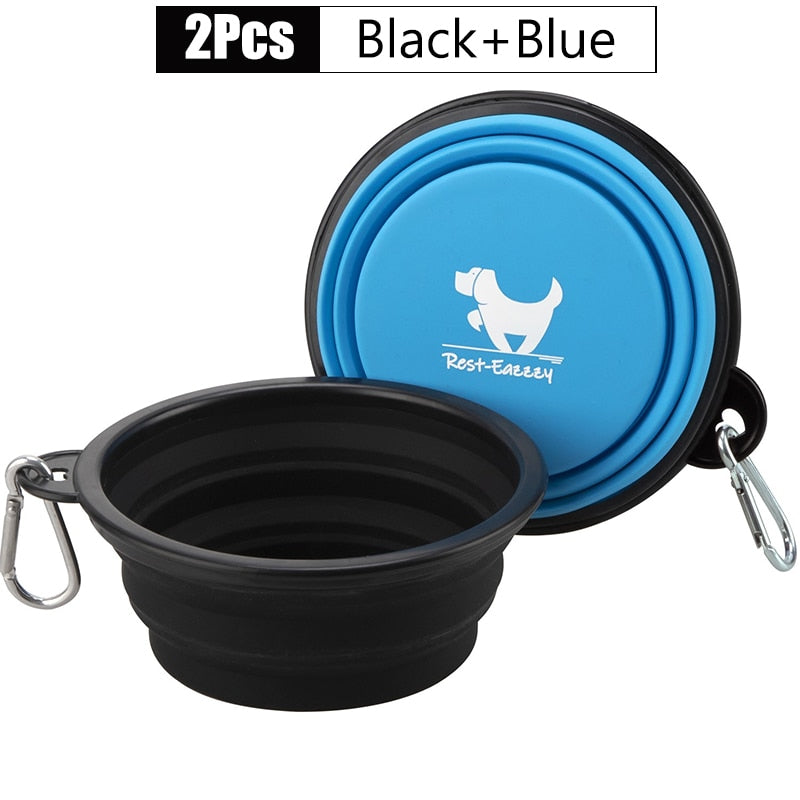2-Pack zusammenklappbare Hundenäpfe für Reisen Haustier tragbare Wassernapf für Reisen Camping mit 2 Karabinerhaken