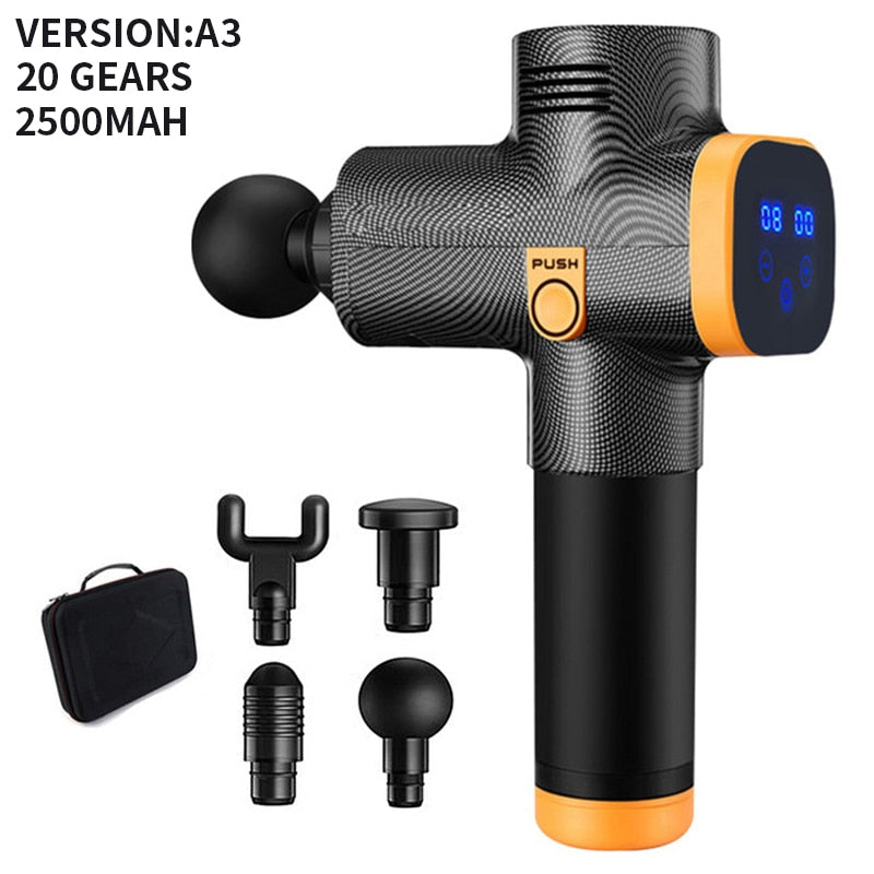 Electronic muscle massage gun with 6 attachments