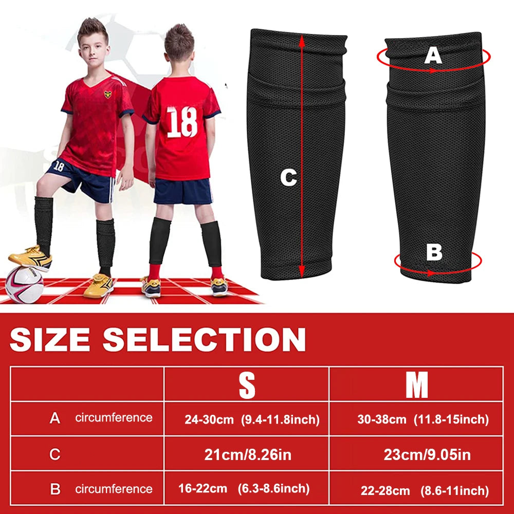 1 Pair Kids Football Shin Guards Socks, Leg Performance Support