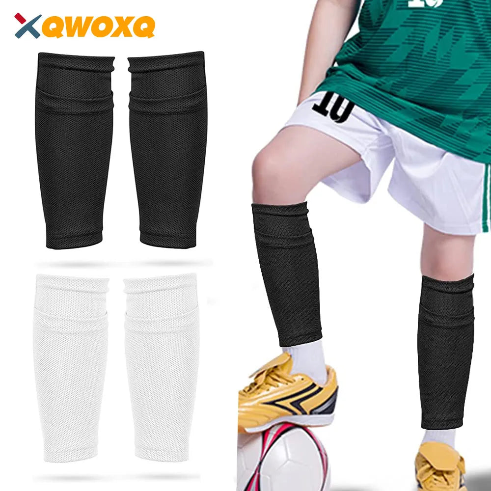 1 Pair Kids Football Shin Guards Socks, Leg Performance Support