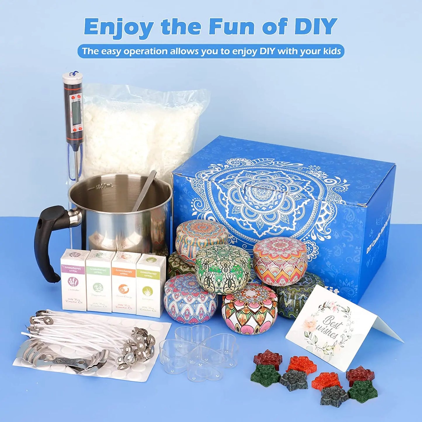 Candle Making Supplies, Soy Wax DIY Candle Making Kits for Adults Kids Beginners, 1.3L Wax Melter Soy Wax Christmas Gifts