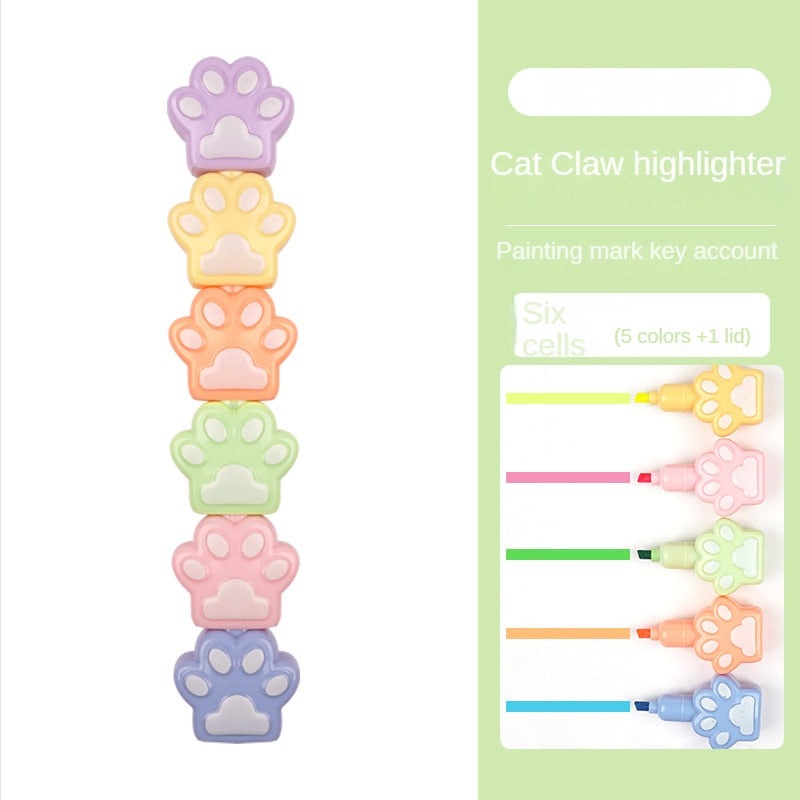 Octopus Cartoon Highlighter Set Kawaii Stationery