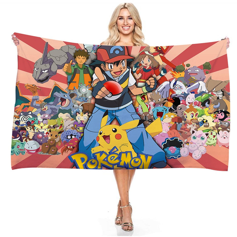 Anime Pokemon Strandtuch Pikachu Sommer Handtuch Badetuch Schwimmen