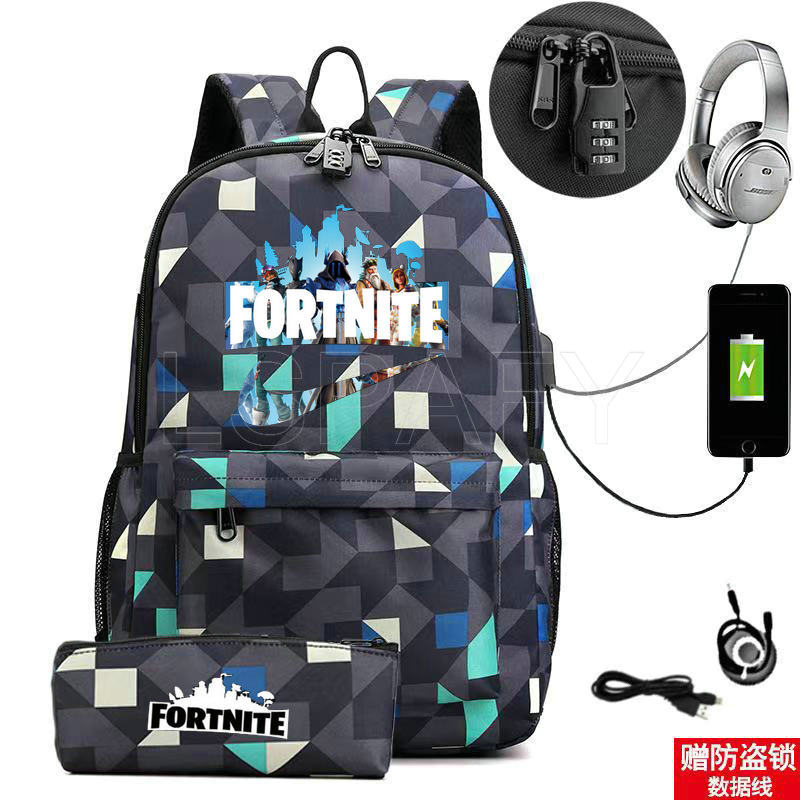 17-inch USB Charging FORTNITE Backpack for Kids and Teens
