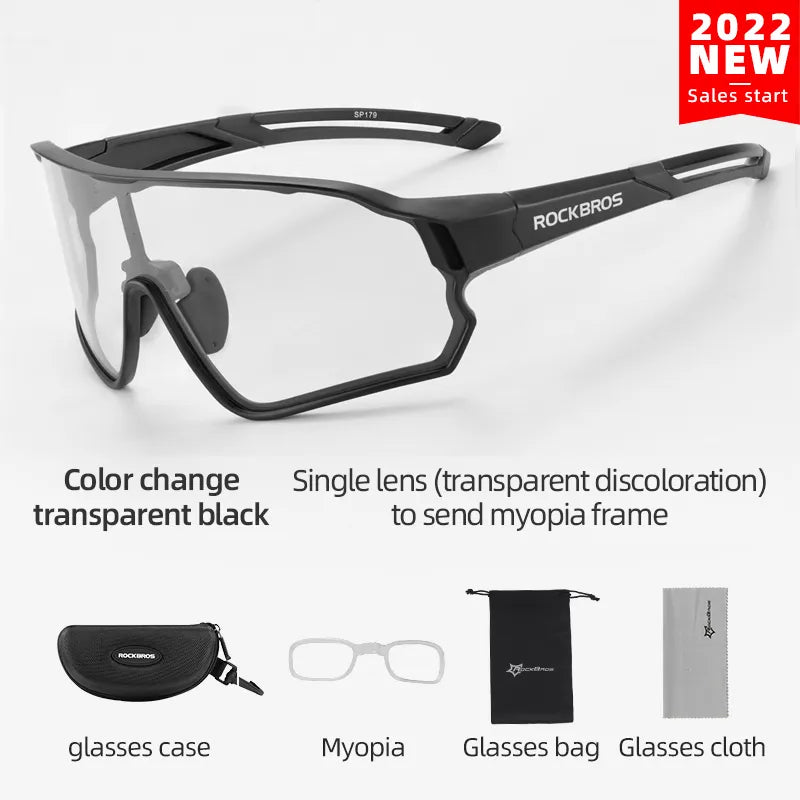 ROCKBROS Photochromic Cycling Glasses Bicycle UV400 Sport Sunglasses for Men Women