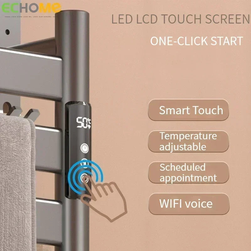 Intelligent Electric Towel Rail Carbon Fiber Heated Towel Warmer Drying Rack
