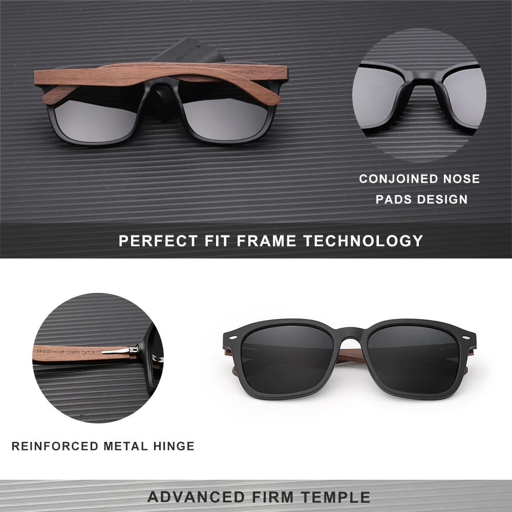 KINGSEVEN 2024 Design Walnut Sunglasses Wooden Polarized Men's Glasses UV400 Women's Eye Protection Glasses Retro Leisure Glasses