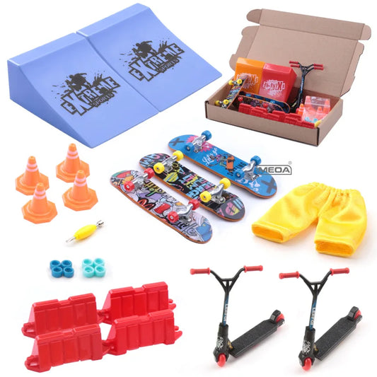 3pcs matte surface alloy finger skateboard box packag kits mini sports ramp scooter road block indoor home leisure toy