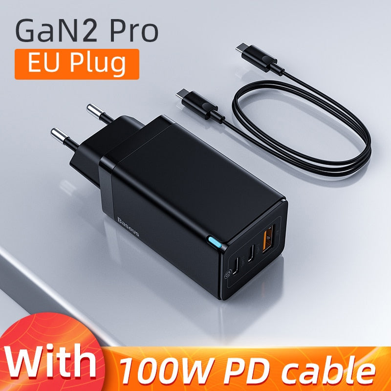 Baseus 65W GaN Charger QC 4.0 3.0 Type C PD USB for Laptop iPhone 13 Pro