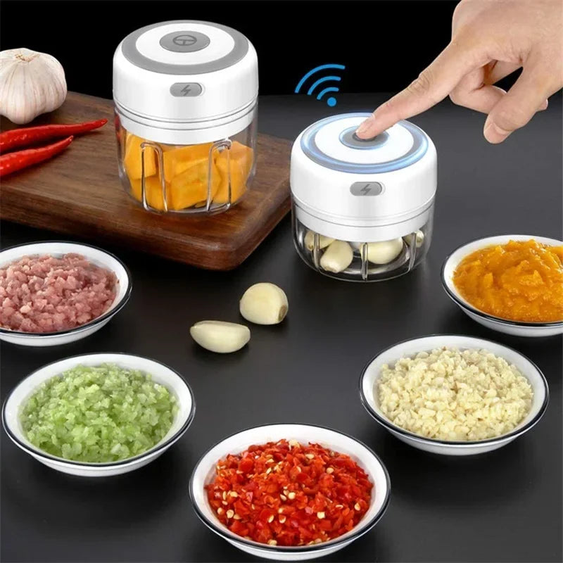 100/250ml Mini USB wireless electric garlic masher press mincer vegetable chili meat grinder food chopper kitchen appliances