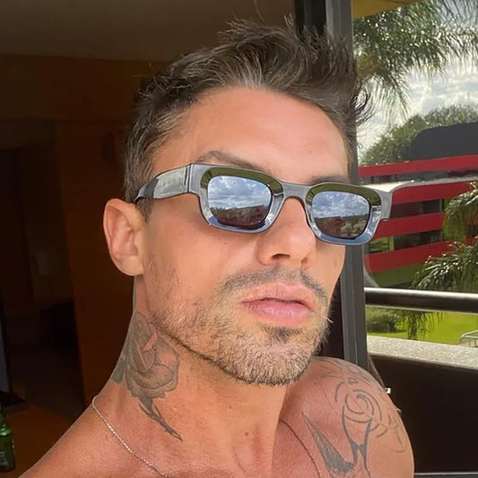 Mode Sommer Retro Punk Rectangle Sonnenbrille UV400 Sonnenschutz