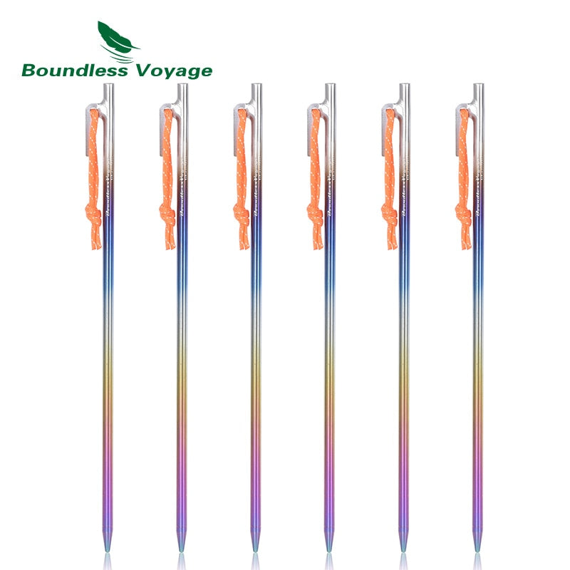 Boundless Voyage Titanium Alloy Tent Pegs Heavy Duty Nails Camping Pins 20cm 24cm 30cm 35cm 40cm