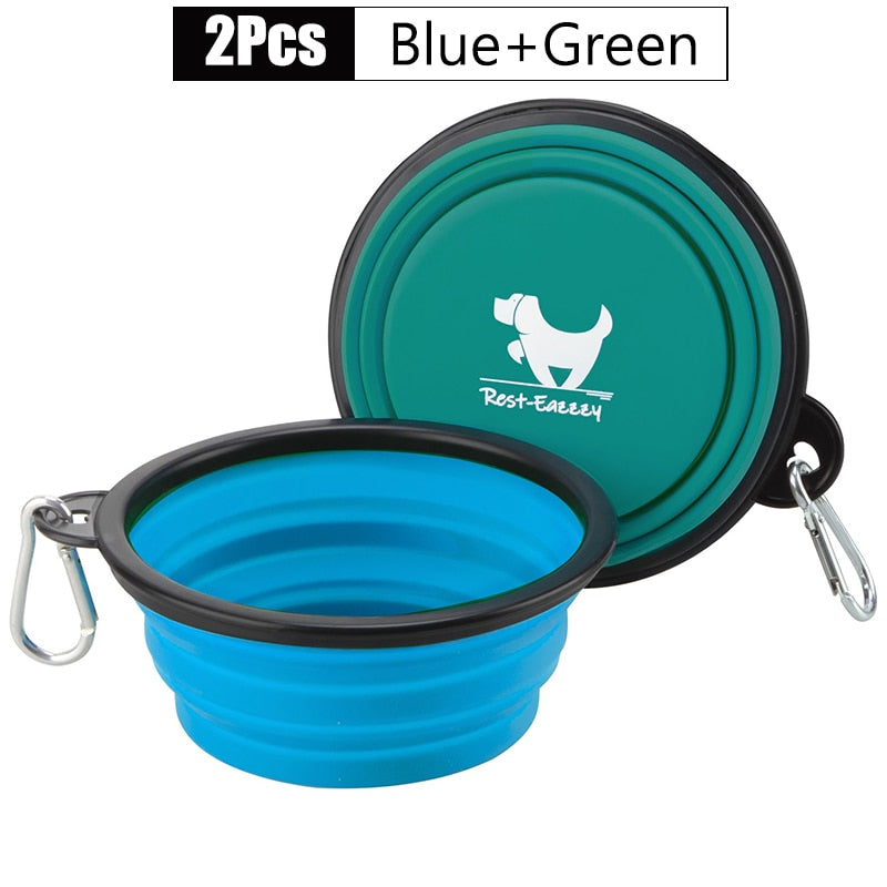2-Pack zusammenklappbare Hundenäpfe für Reisen Haustier tragbare Wassernapf für Reisen Camping mit 2 Karabinerhaken