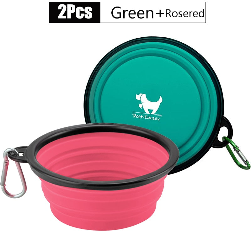 2-Pack zusammenklappbare Hundenäpfe für Reisen Haustier tragbare Wassernapf für Reisen Camping mit 2 Karabinerhaken