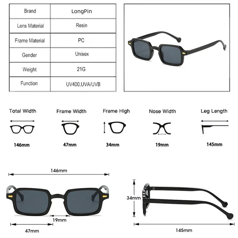 2024 Fashion Vintage Small Square Sunglasses for Women Ladies Trendy