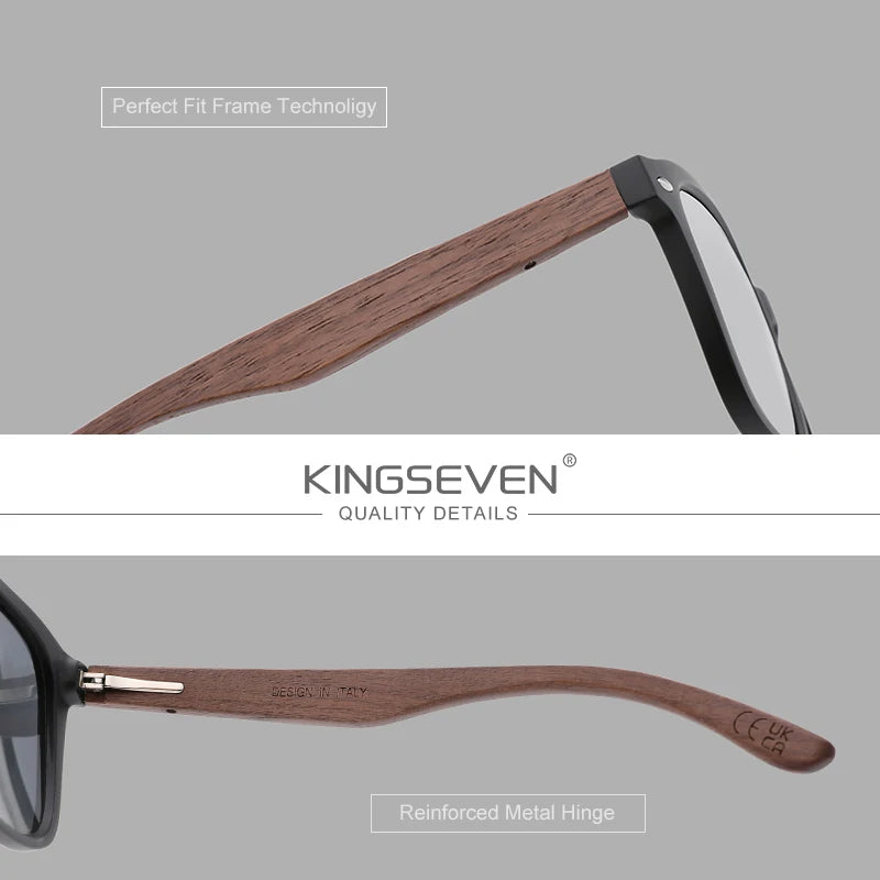 KINGSEVEN 2024 Design Walnut Sunglasses Wooden Polarized Men's Glasses UV400 Women's Eye Protection Glasses Retro Leisure Glasses