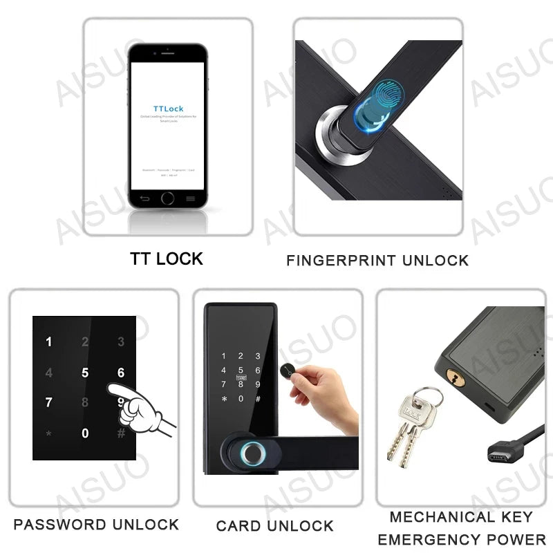 AISUO M4 TT LOCK Elektronisches Schloss Bluetooth Smart Türschloss Fingerabdruck