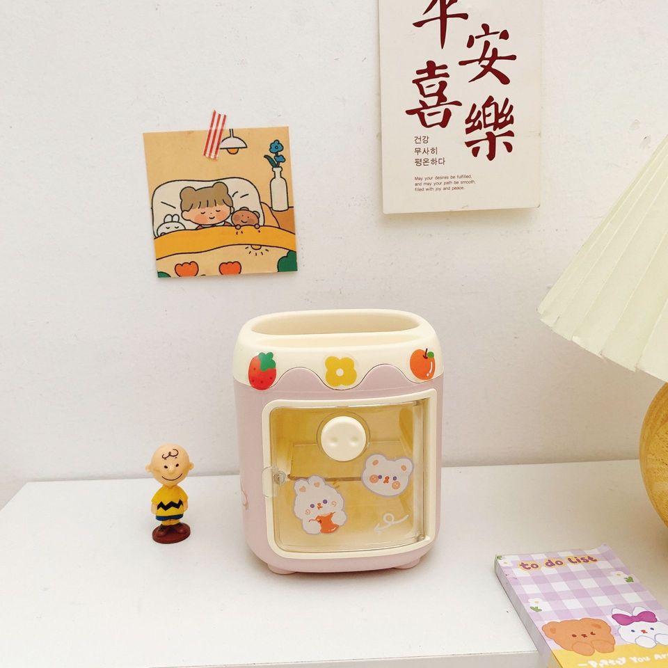 Pen Holder Cartoon Multi-grid Girls School