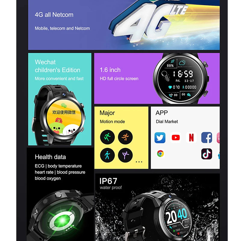 New Arival 1.6inch 4G All Netcom can help children learn Smart Watch Dual Cameras