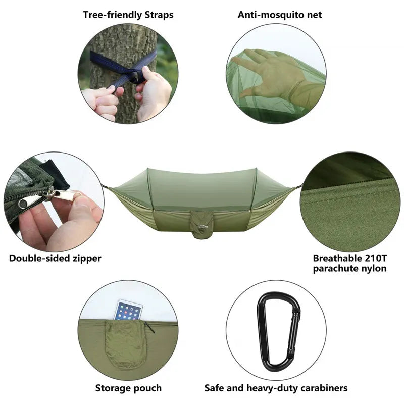 2023 Camping Hängematte mit Moskitonetz Pop-Up Licht Portable Outdoor Parachute