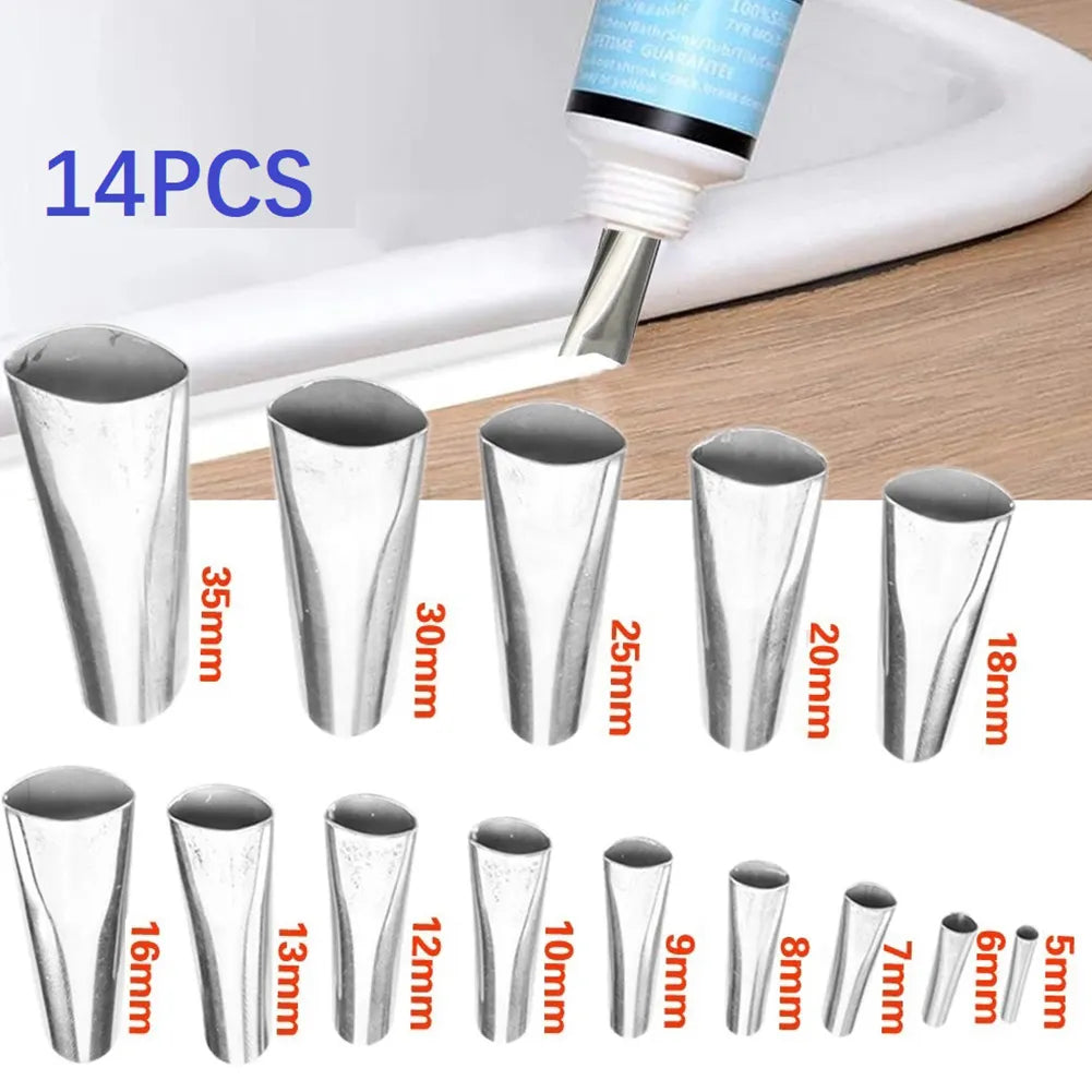 14 pieces sealing nozzles applicator sealant finishing tool stainless steel 14 sizes hand tools