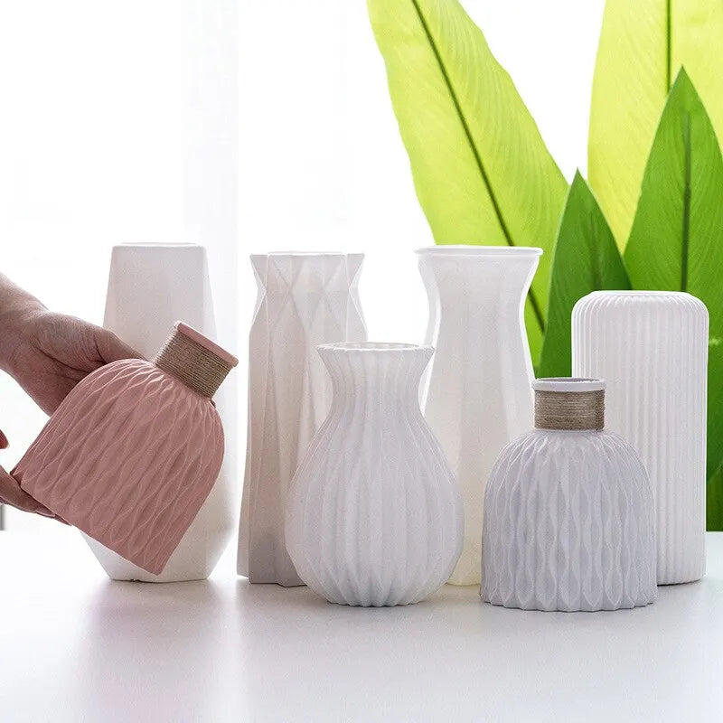 1 Piece Nordic Modern Plastic Flower Vase Flowerpot Basket Home Living Room