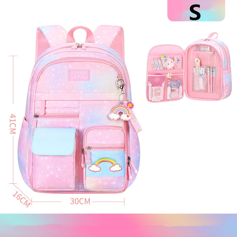 School bag for girls, waterproof, 1-6 grade