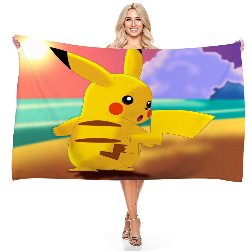 Anime Pokemon Strandtuch Pikachu Sommer Handtuch Badetuch Schwimmen