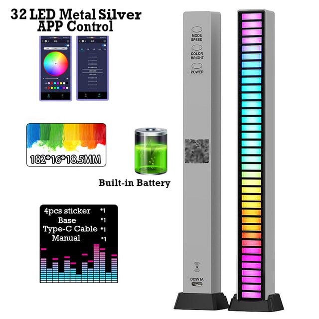 RGB Musik Sound Lichtleiste 5V USB 16-32Led mit App-Steuerung & Musik-Sync