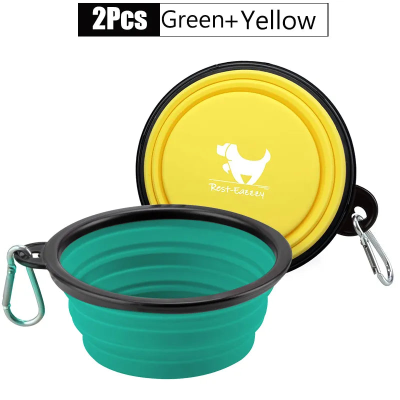 2-Pack zusammenklappbare Hundenäpfe für Reisen Haustier tragbare Wassernapf für Reisen Camping mit 2 Karabinerhaken