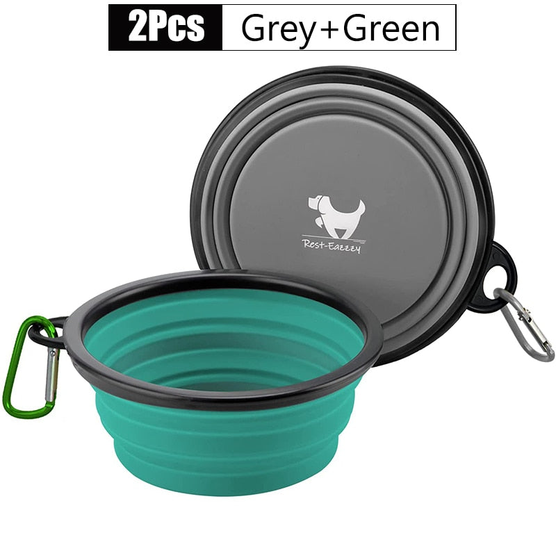 2-Pack zusammenklappbare Hundenäpfe für Reisen Haustier tragbare Wassernapf für Reisen Camping mit 2 Karabinerhaken