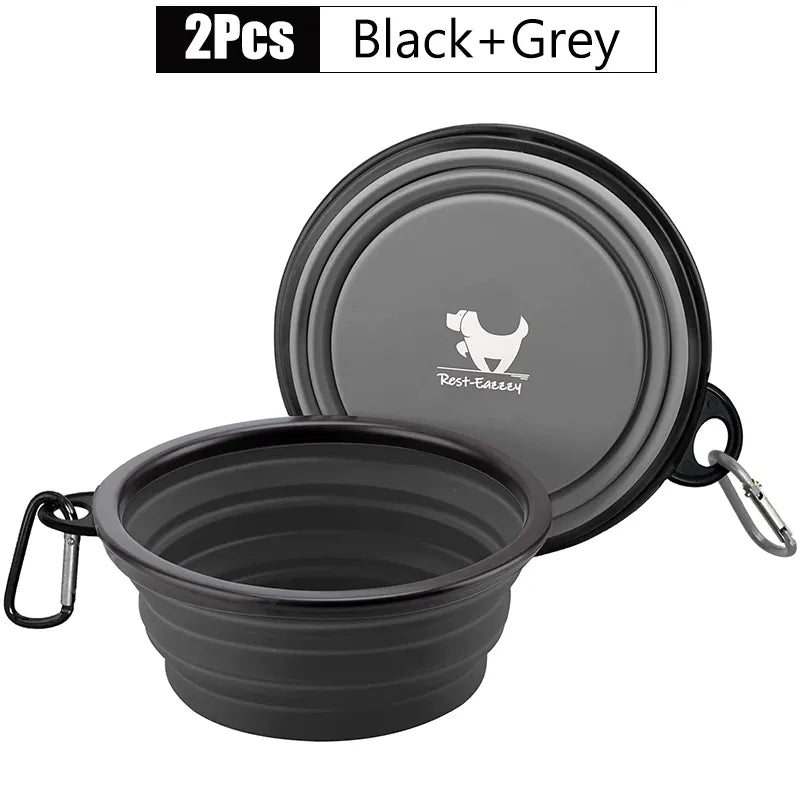 2-Pack zusammenklappbare Hundenäpfe für Reisen Haustier tragbare Wassernapf für Reisen Camping mit 2 Karabinerhaken