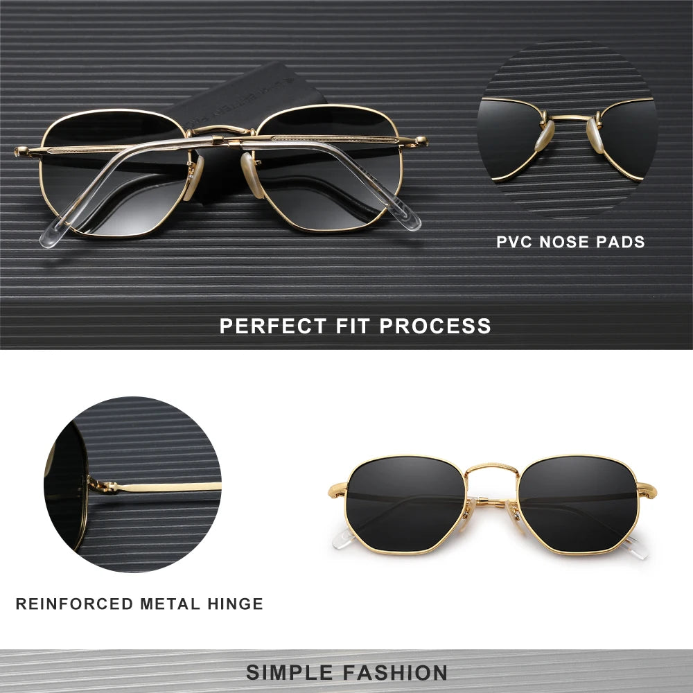 KINGSEVEN 2024 Classic Reflective Sunglasses Men Hexagon Retro Sun Glasses Alloy Eyewear Oculos Gafas De Sol Shades